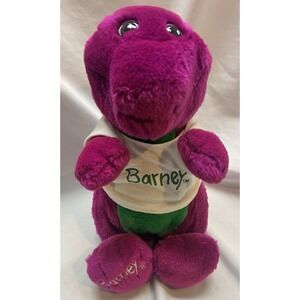 Vintage 1992 Barney The Dinosaur 13" Plush with White T-Shirt